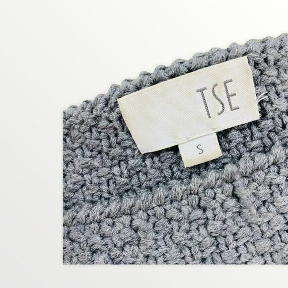TSE Steel Melange Gray Knit Boatneck 100% Wool Sweater 3/4 Sleeves Small - Picture 5 of 6